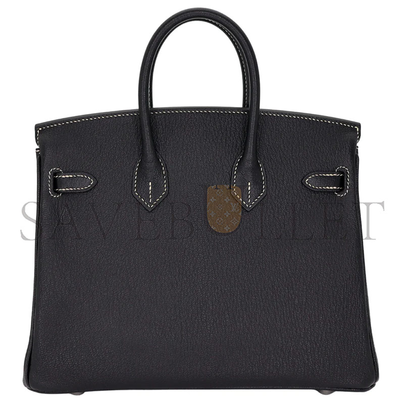 H**mes MASTER BIRKIN 25 BLACK CHÈVRE LEATHER BRUSHED PALLADIUM HARDWARE (25*20*13cm)